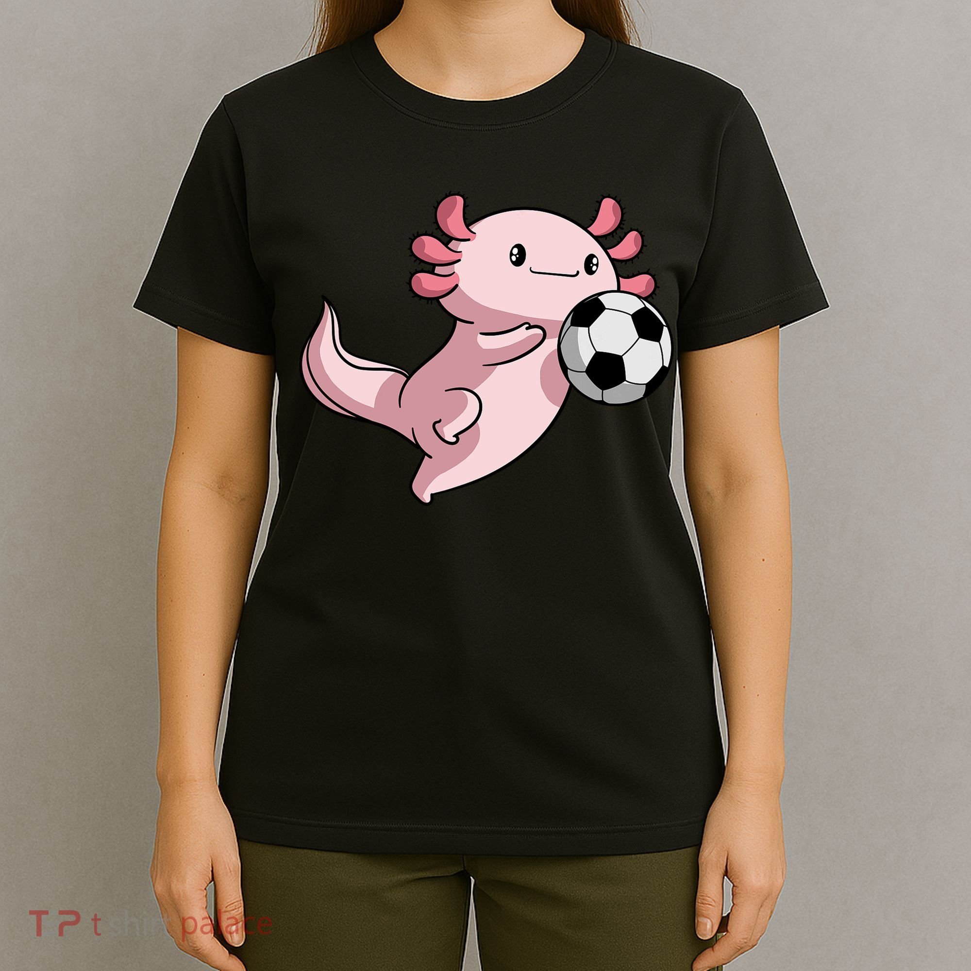Kawaii Axolotl Pun Funny Soccer Player T-Shirt