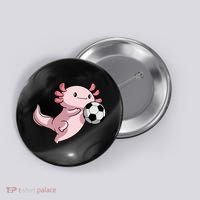 Kawaii Axolotl Pun Funny Soccer Player Button thumb 0