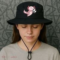 Kawaii Axolotl Pun Funny Soccer Player Bucket Hat thumb 3