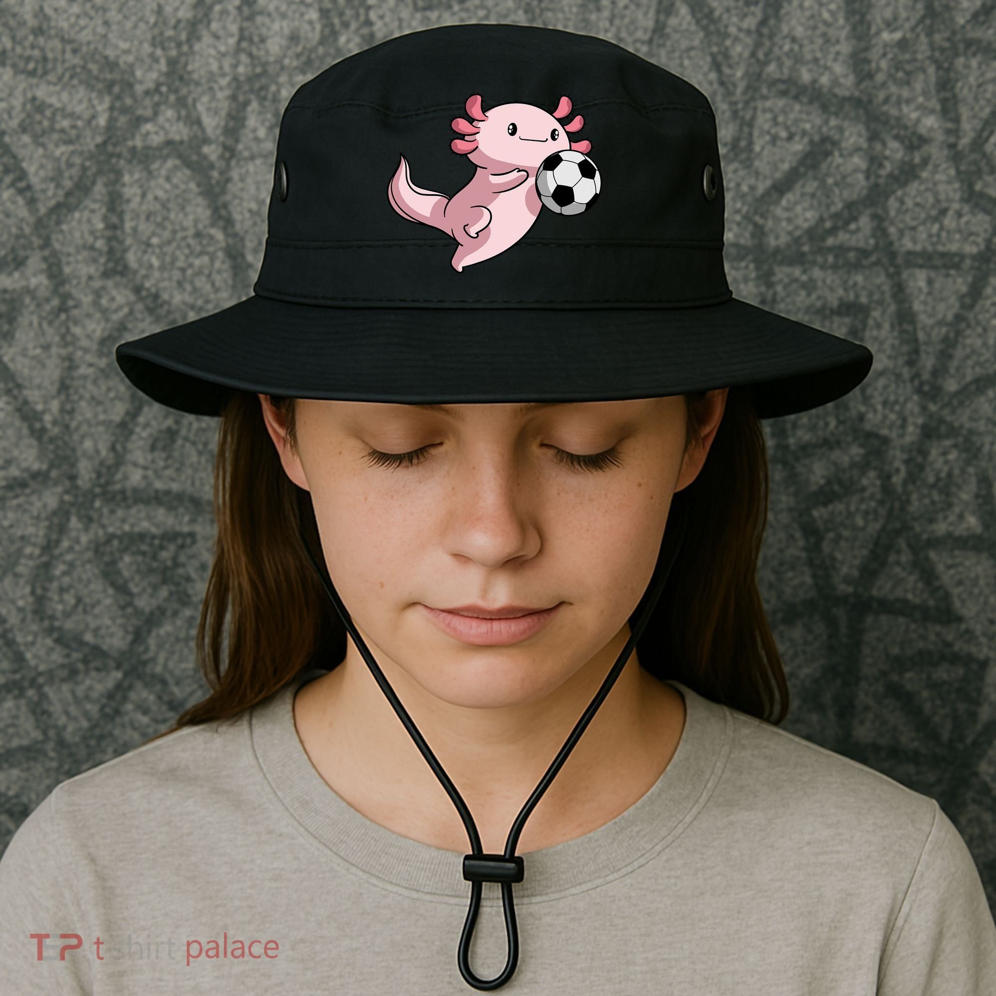 Kawaii Axolotl Pun Funny Soccer Player Bucket Hat