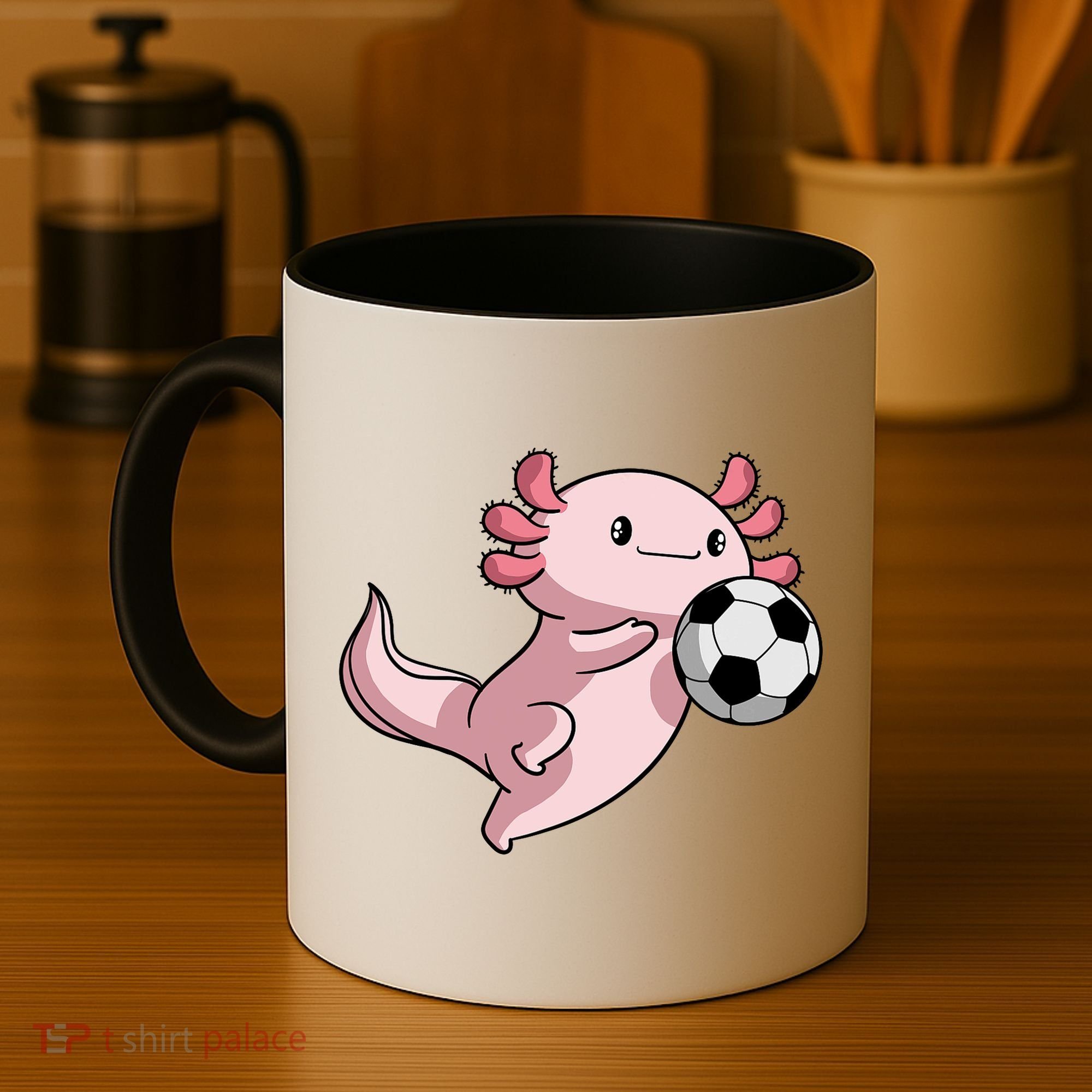 Kawaii Axolotl Pun Funny Soccer Player Coffee Mug