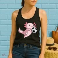 Kawaii Axolotl Pun Funny Soccer Player Women's Tank Top thumb 2