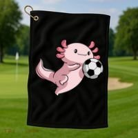 Kawaii Axolotl Pun Funny Soccer Player Golf Towel thumb 1