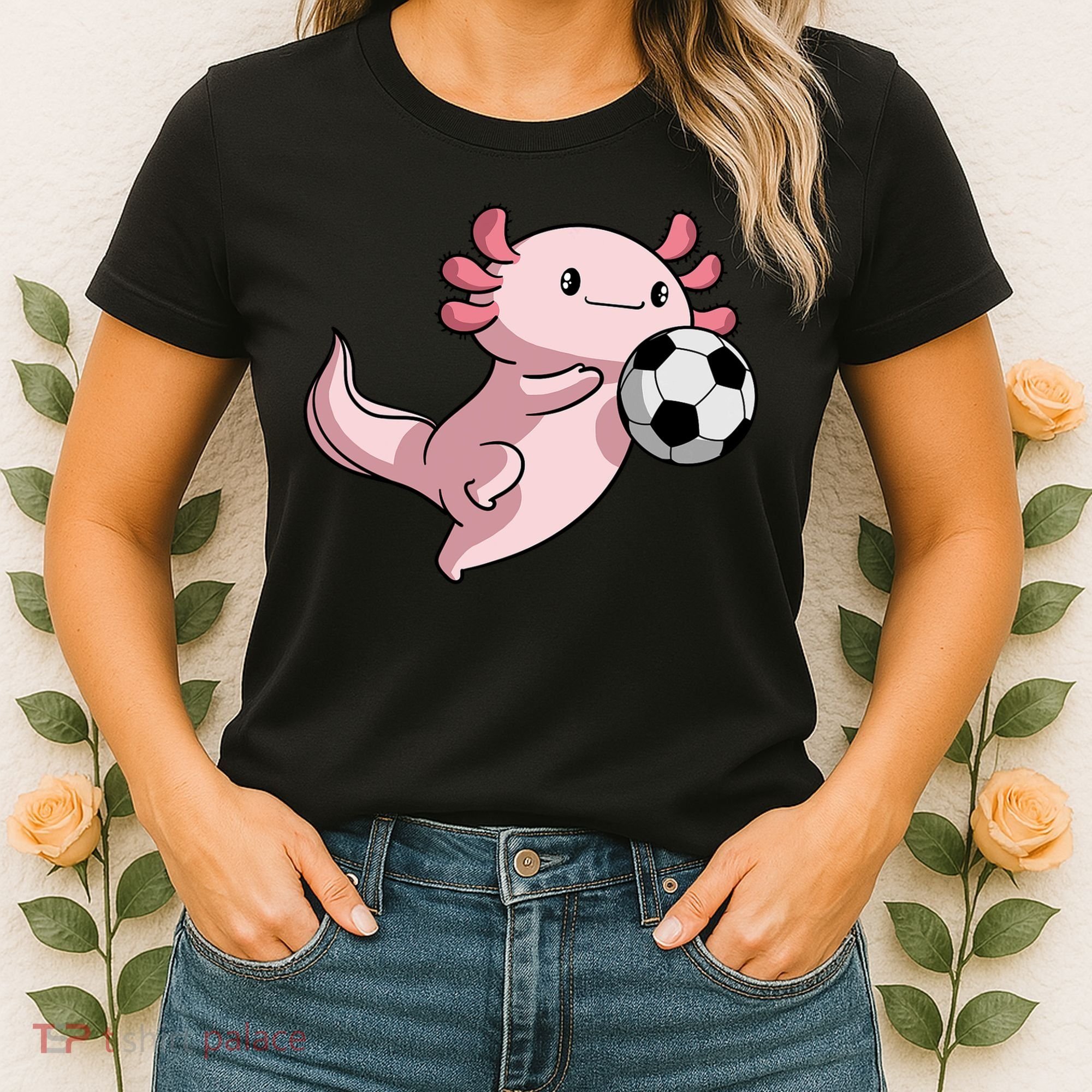 Kawaii Axolotl Pun Funny Soccer Player Women's T-Shirt