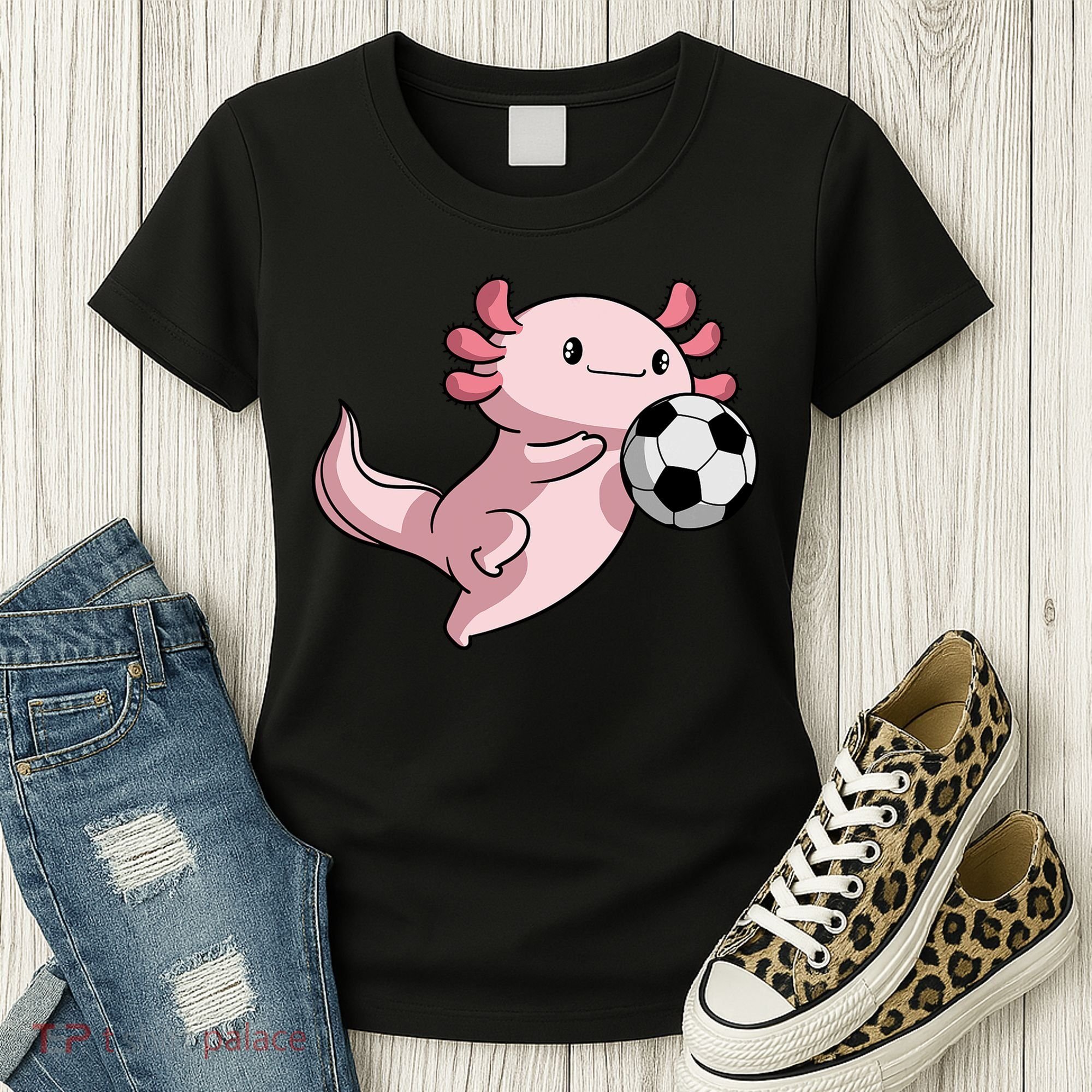 Kawaii Axolotl Pun Funny Soccer Player Women's T-Shirt