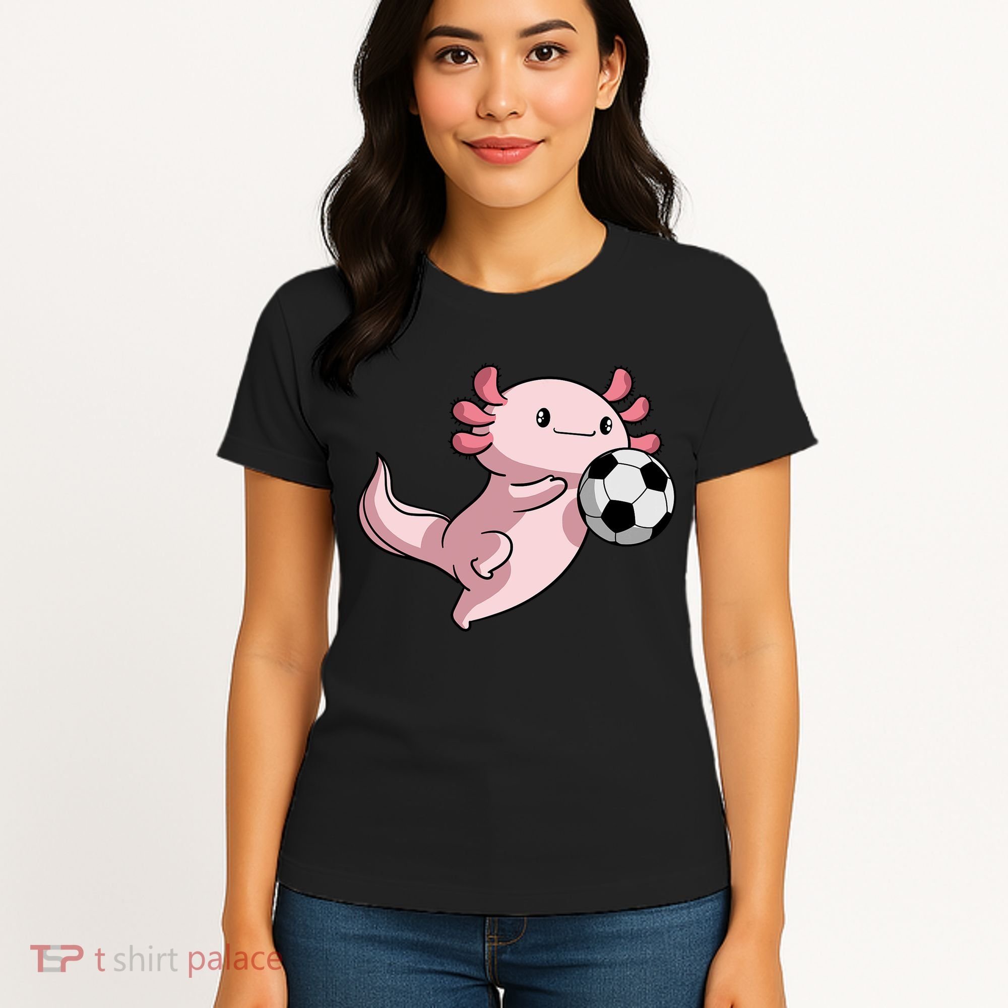 Kawaii Axolotl Pun Funny Soccer Player Women's T-Shirt