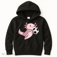 Kawaii Axolotl Pun Funny Soccer Player Kids Hoodie thumb 0