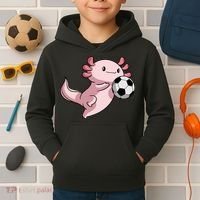 Kawaii Axolotl Pun Funny Soccer Player Kids Hoodie thumb 2