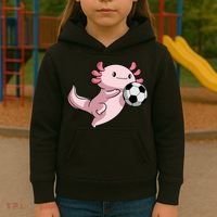 Kawaii Axolotl Pun Funny Soccer Player Kids Hoodie thumb 3