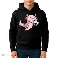 Kawaii Axolotl Pun Funny Soccer Player Kids Hoodie thumb 4