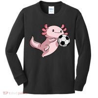 Kawaii Axolotl Pun Funny Soccer Player Kids Long Sleeve Shirt thumb 0