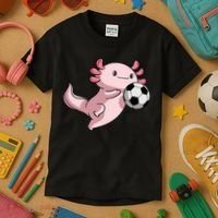 Kawaii Axolotl Pun Funny Soccer Player Kids T-Shirt thumb 3