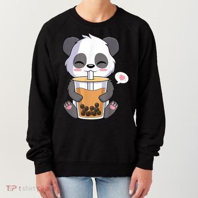 Kawaii Anime Panda Drinking Boba Bubble Tea Women's Sweatshirt