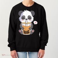 Kawaii Anime Panda Drinking Boba Bubble Tea Women's Sweatshirt thumb 0
