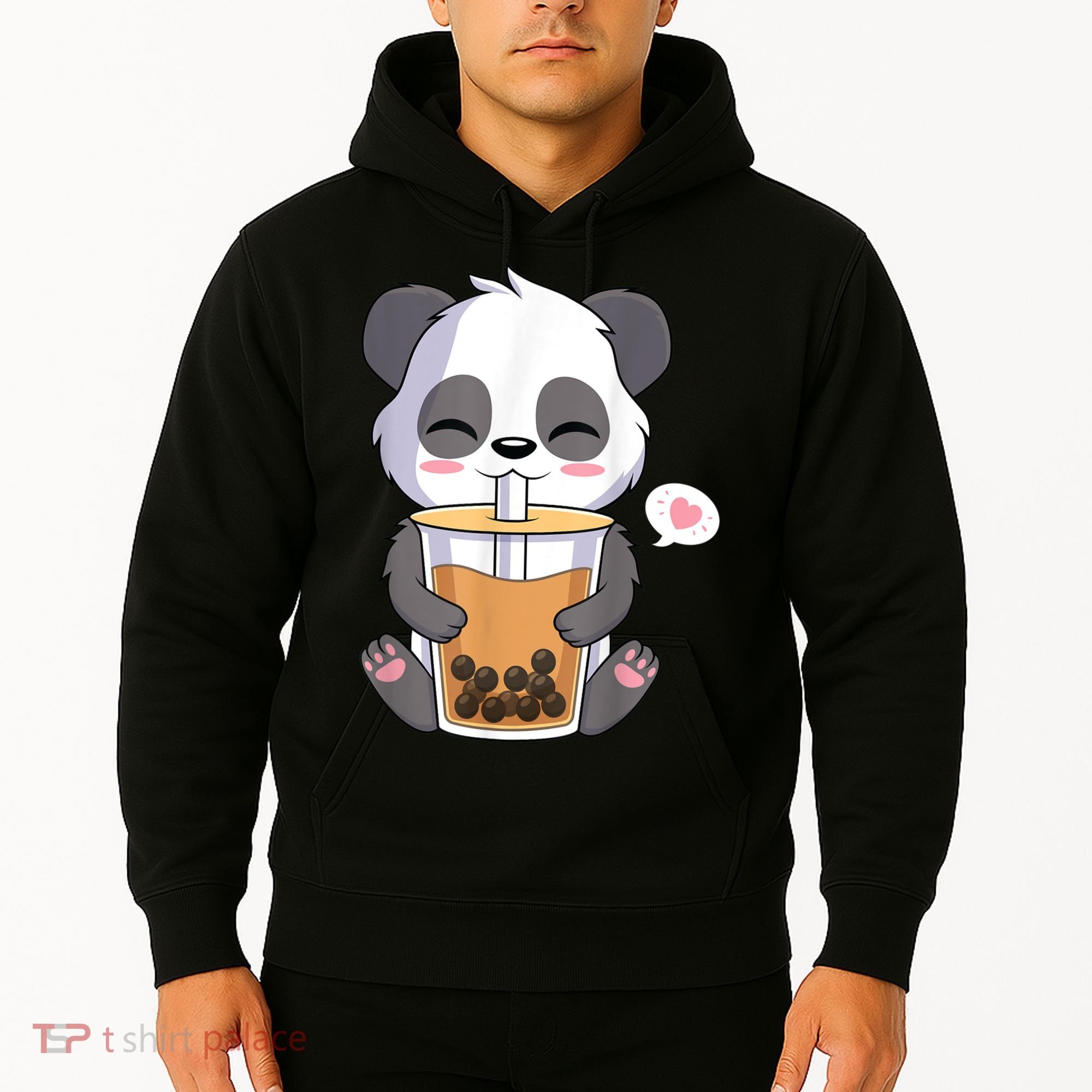 Kawaii Anime Panda Drinking Boba Bubble Tea Hoodie