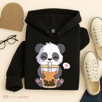 Kawaii Anime Panda Drinking Boba Bubble Tea Hoodie thumb 4