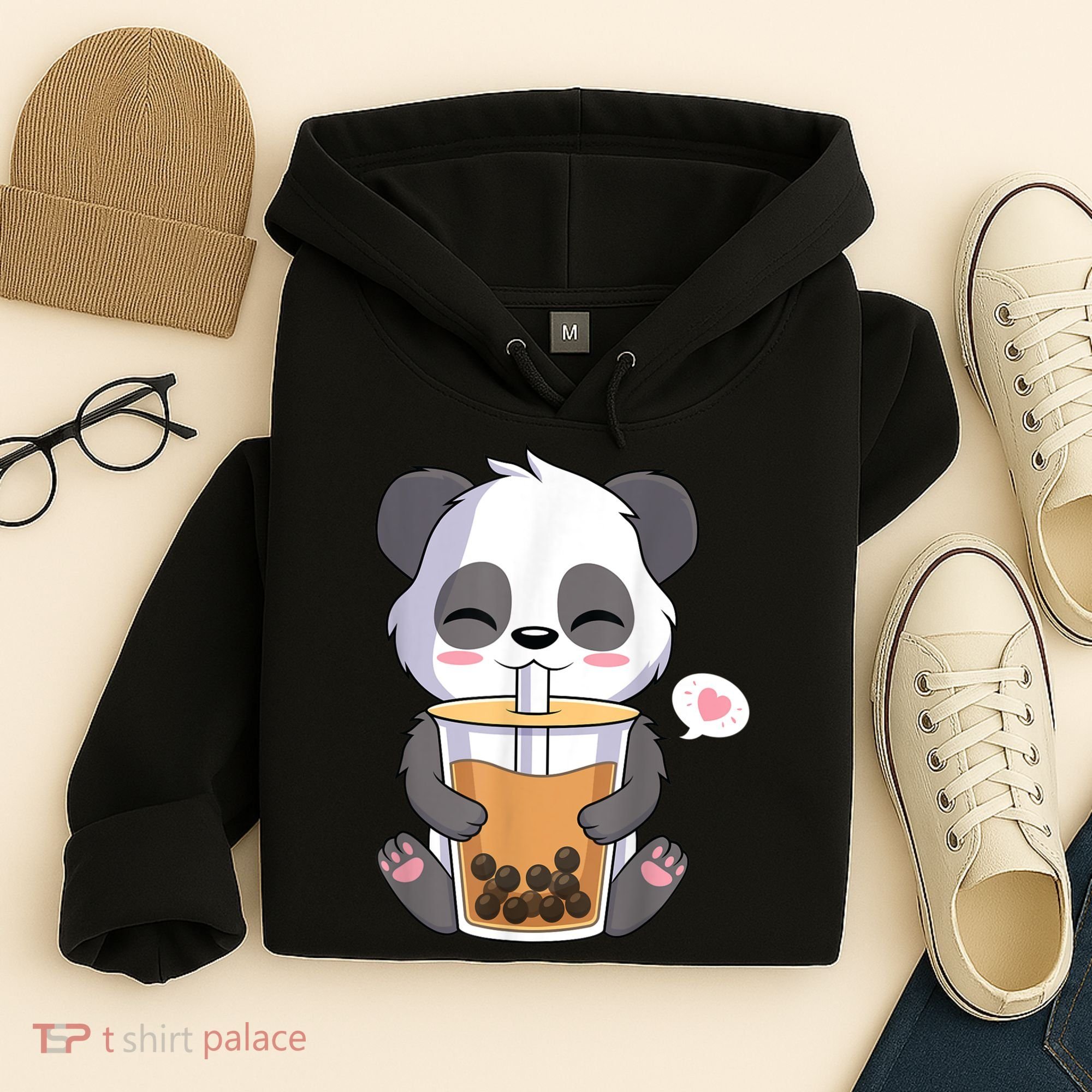 Kawaii Anime Panda Drinking Boba Bubble Tea Hoodie