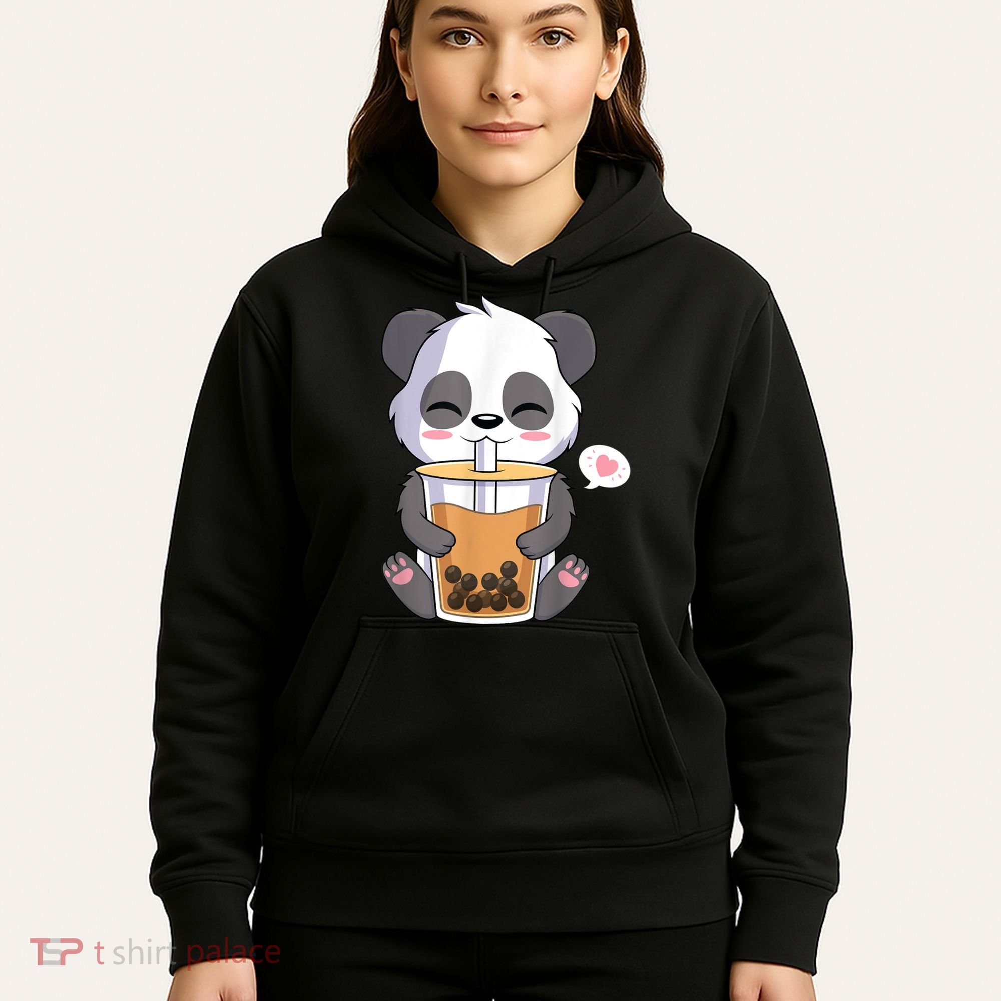 Kawaii Anime Panda Drinking Boba Bubble Tea Hoodie