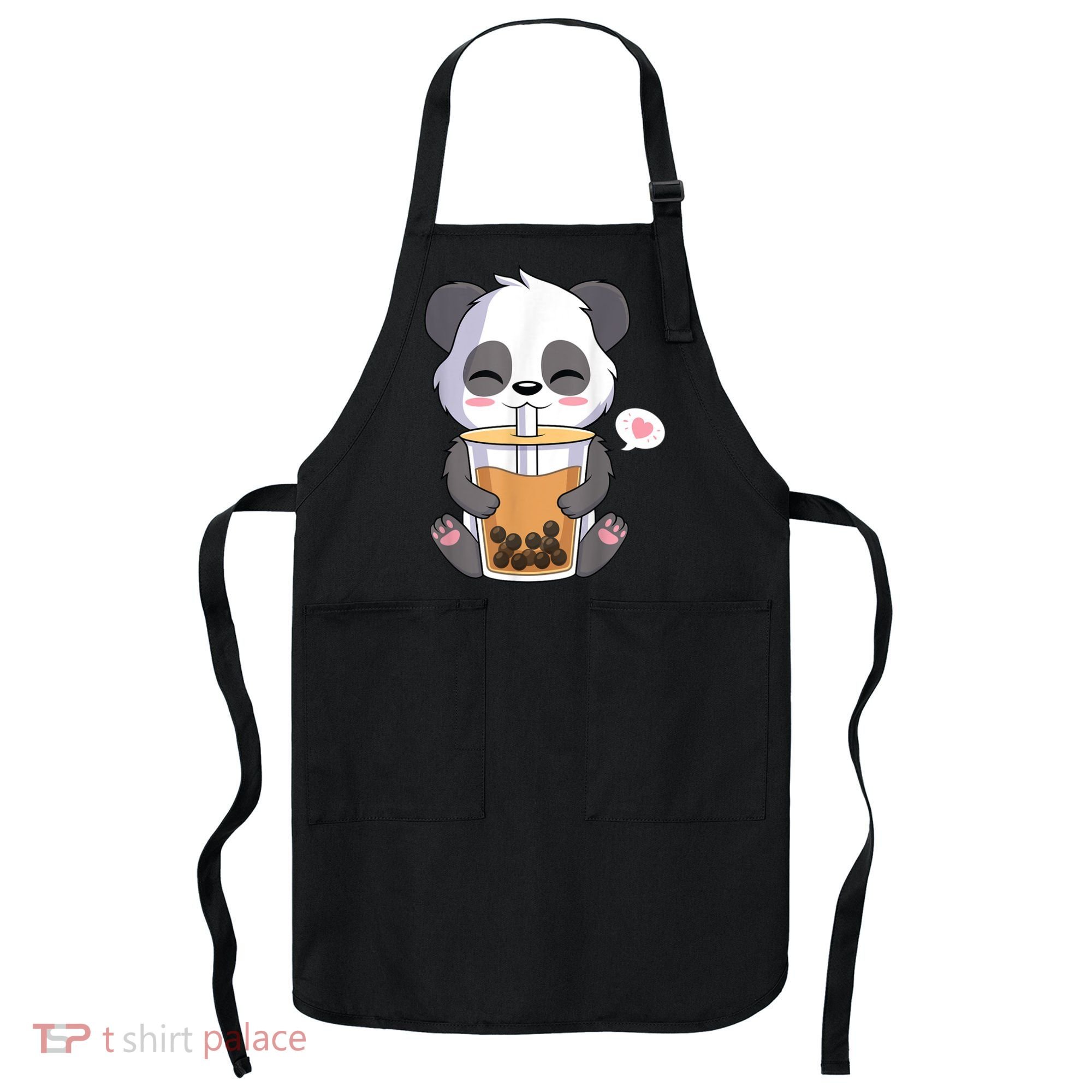 Kawaii Anime Panda Drinking Boba Bubble Tea Apron