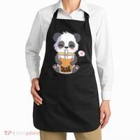 Kawaii Anime Panda Drinking Boba Bubble Tea Apron thumb 2