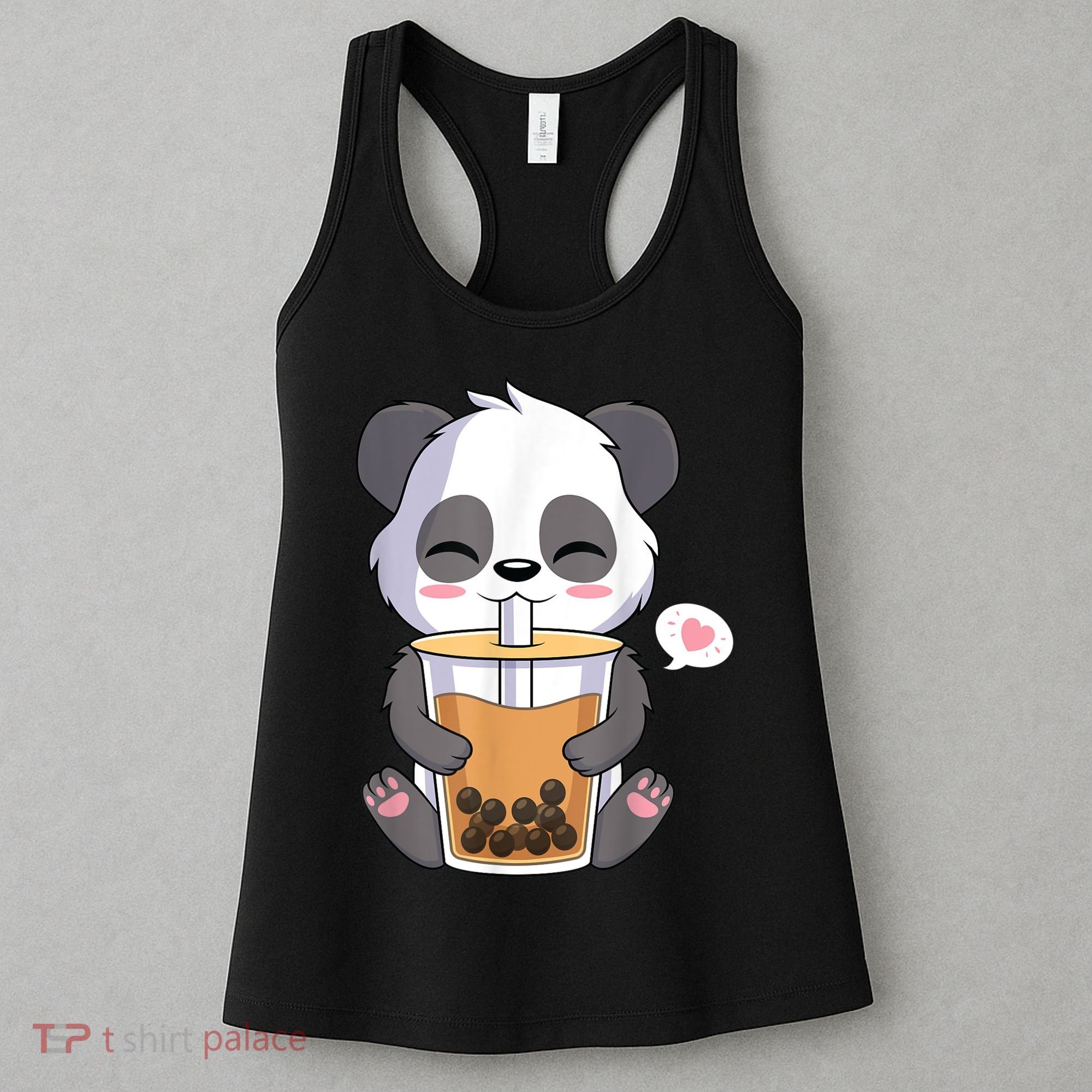 Kawaii Anime Panda Drinking Boba Bubble Tea Women's Tank Top