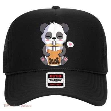 Kawaii Anime Panda Drinking Boba Bubble Tea Hat
