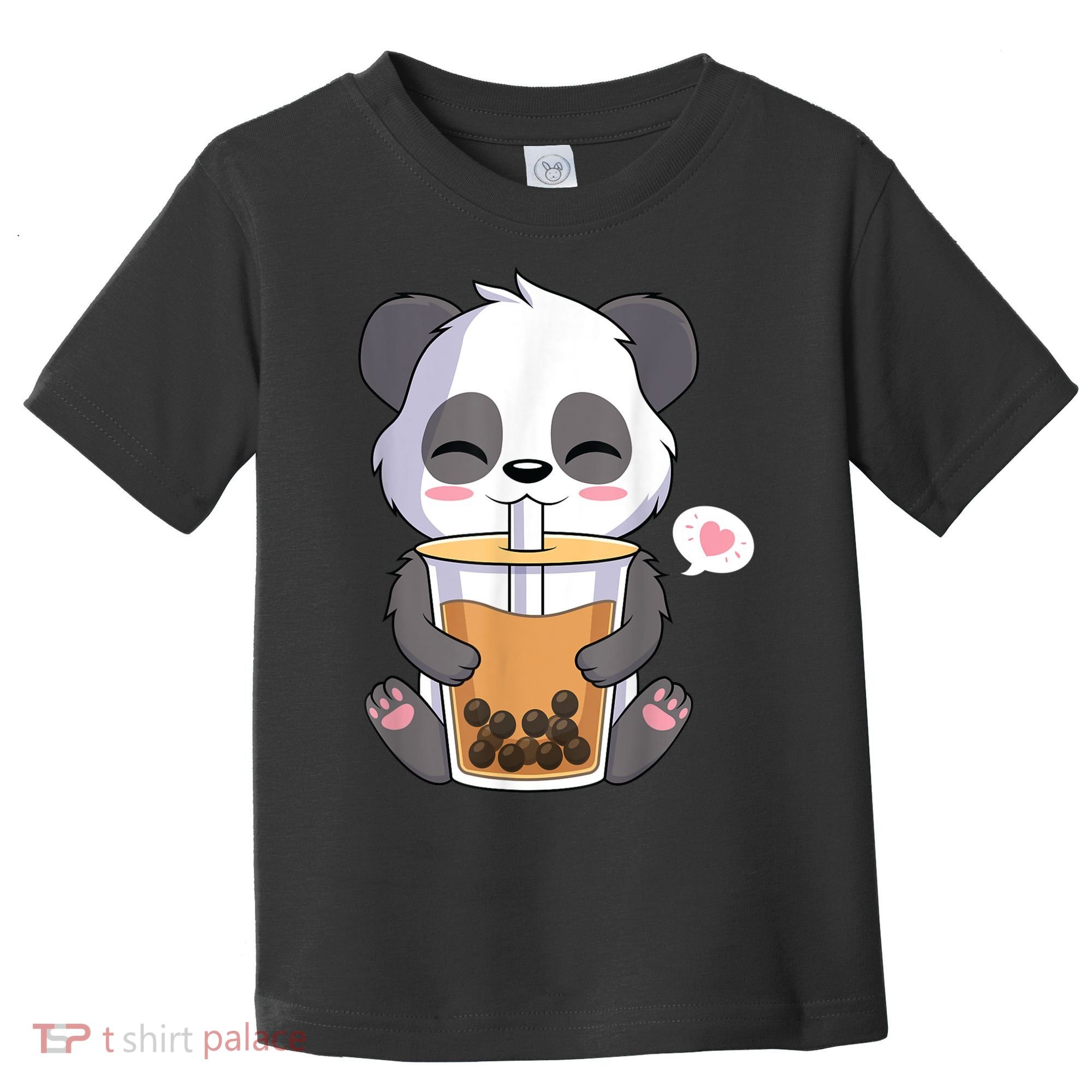 Kawaii Anime Panda Drinking Boba Bubble Tea Toddler T-Shirt