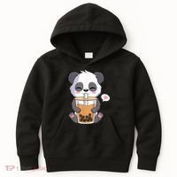 Kawaii Anime Panda Drinking Boba Bubble Tea Kids Hoodie thumb 0