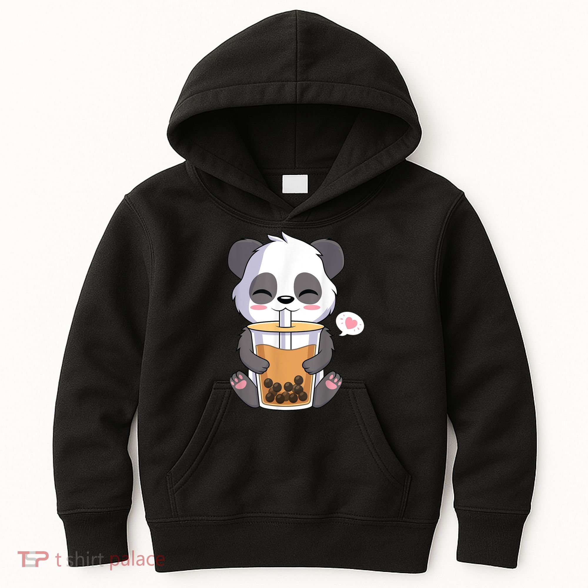Kawaii Anime Panda Drinking Boba Bubble Tea Kids Hoodie