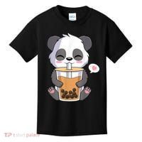 Kawaii Anime Panda Drinking Boba Bubble Tea Kids T-Shirt thumb 0