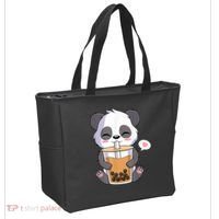 Kawaii Anime Panda Drinking Boba Bubble Tea Tote Bag thumb 2