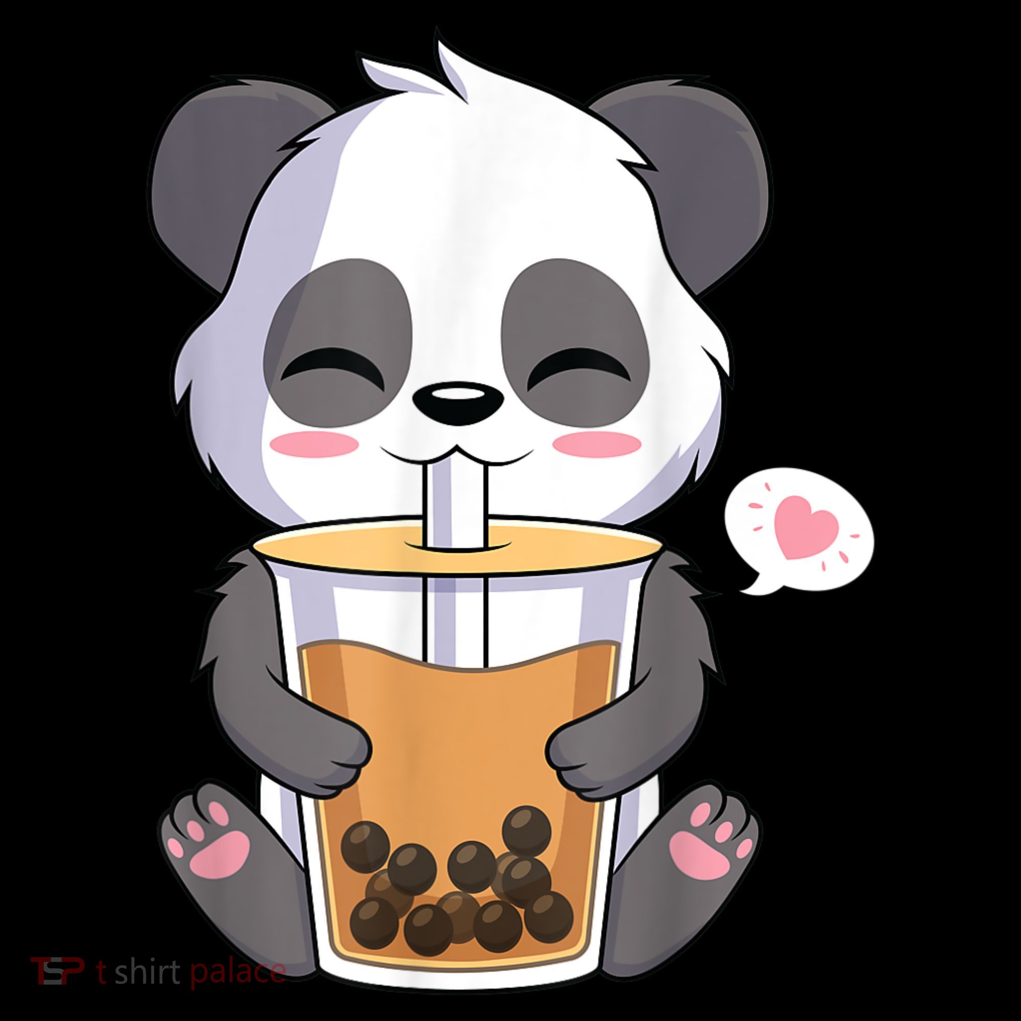 Kawaii Anime Panda Drinking Boba Bubble Tea Tote Bag