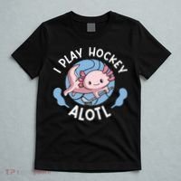 Kawaii Axolotl Pun Funny I Play Hockey Alotl T-Shirt thumb 5