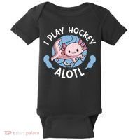 Kawaii Axolotl Pun Funny I Play Hockey Alotl Baby Bodysuit thumb 0