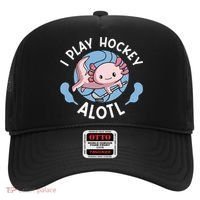 Kawaii Axolotl Pun Funny I Play Hockey Alotl Hat thumb 0