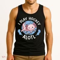 Kawaii Axolotl Pun Funny I Play Hockey Alotl Tank Top thumb 3