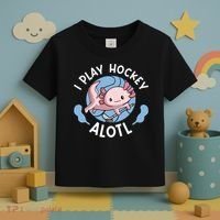 Kawaii Axolotl Pun Funny I Play Hockey Alotl Toddler T-Shirt thumb 3