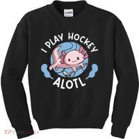 Kawaii Axolotl Pun Funny I Play Hockey Alotl Kids Sweatshirt thumb 0