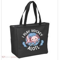 Kawaii Axolotl Pun Funny I Play Hockey Alotl Tote Bag thumb 2