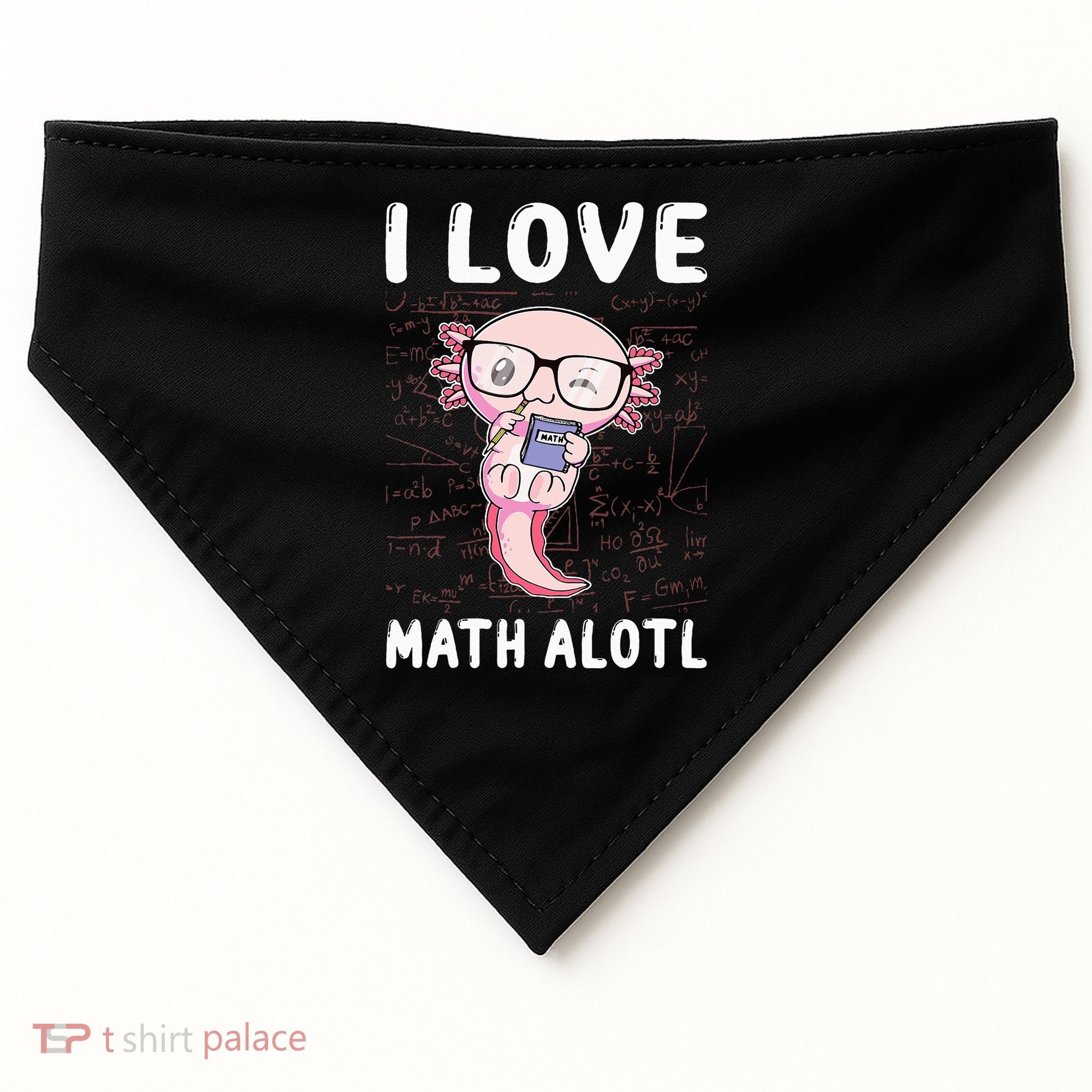 Kawaii Axolotl Pun Funny I Love Math Alotl Mathematics USA-Made Doggie Bandana