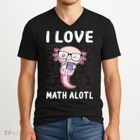 Kawaii Axolotl Pun Funny I Love Math Alotl Mathematics V-Neck T-Shirt thumb 2