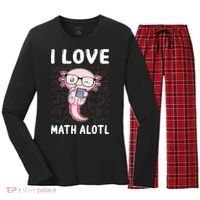 Kawaii Axolotl Pun Funny I Love Math Alotl Mathematics Women's Long Sleeve Flannel Pajama Set  thumb 0