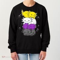 Kawaii Axolotl Pile Nonbinary Flag LGBTQ Women's Sweatshirt thumb 0
