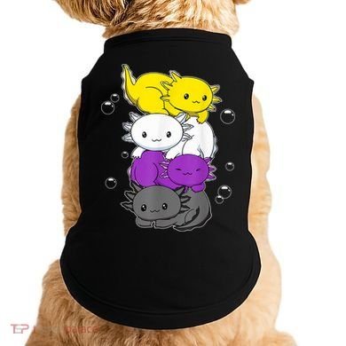 Kawaii Axolotl Pile Nonbinary Flag LGBTQ Doggie Tank