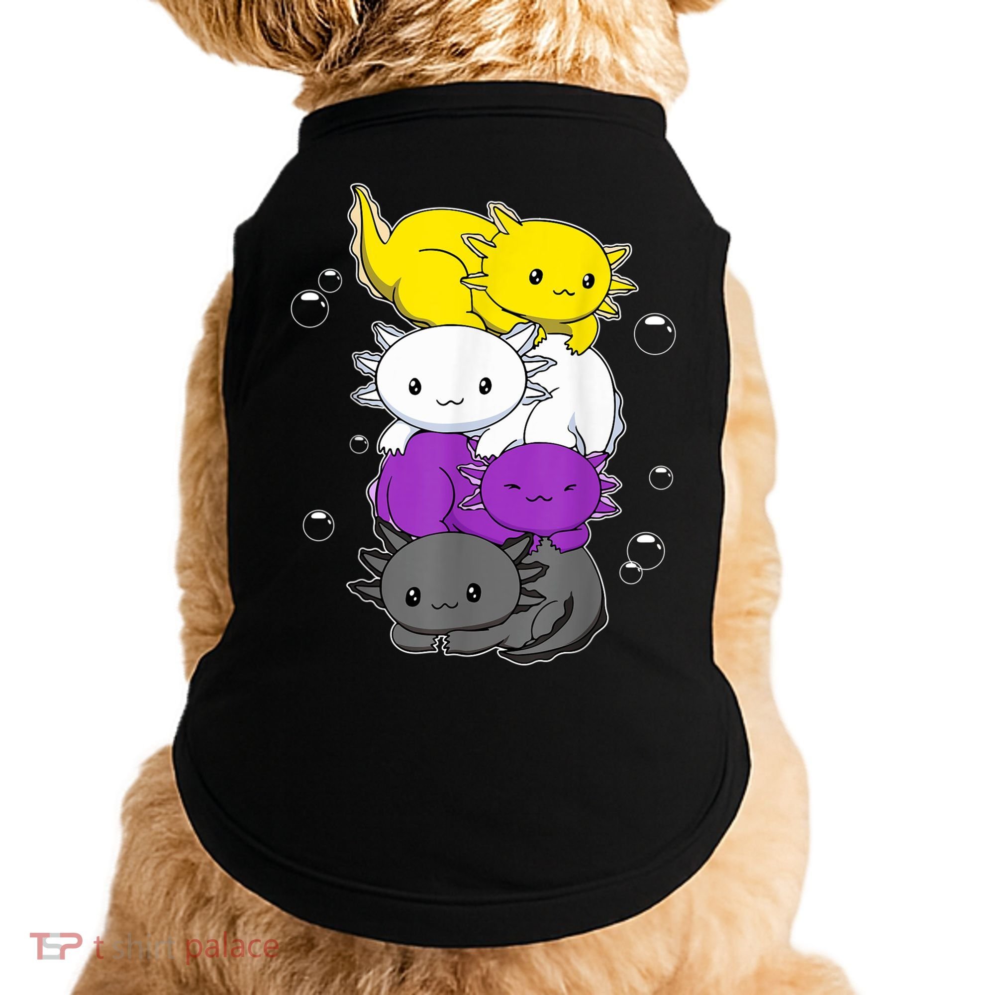Kawaii Axolotl Pile Nonbinary Flag LGBTQ Doggie Tank