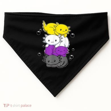 Kawaii Axolotl Pile Nonbinary Flag LGBTQ USA-Made Doggie Bandana