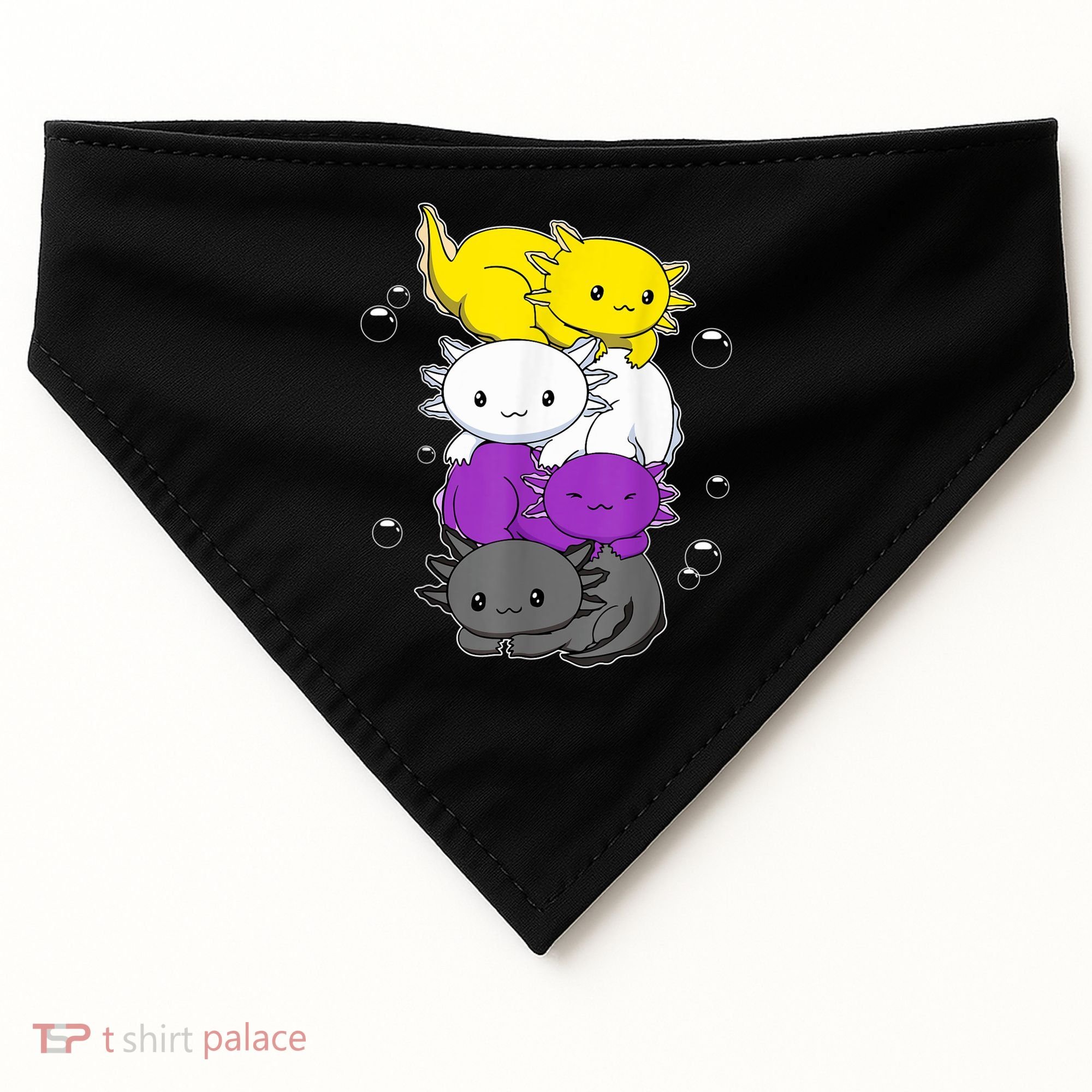 Kawaii Axolotl Pile Nonbinary Flag LGBTQ USA-Made Doggie Bandana