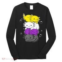 Kawaii Axolotl Pile Nonbinary Flag LGBTQ Long Sleeve Shirt thumb 0