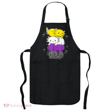 Kawaii Axolotl Pile Nonbinary Flag LGBTQ Apron