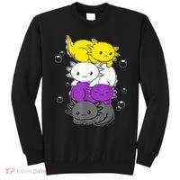 Kawaii Axolotl Pile Nonbinary Flag LGBTQ Sweatshirt thumb 0